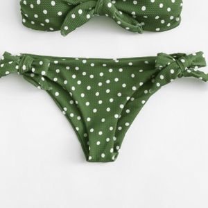 Olive green textured jacquard bikini bottoms Large